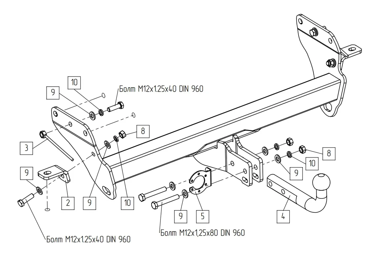 Фаркоп Baltex для Jeep Grand Cherokee 2010-2022 Арт. 049115 049115 в Краснодар