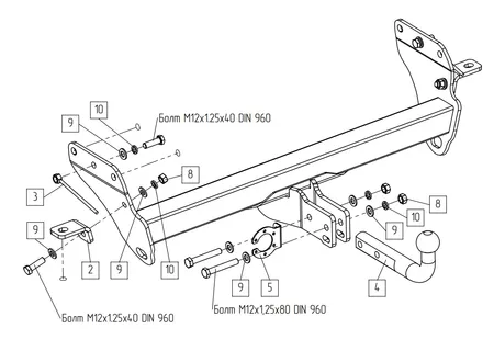 Фаркоп Baltex для Jeep Grand Cherokee 2010-2022 Арт. 049115 049115 в Краснодар
